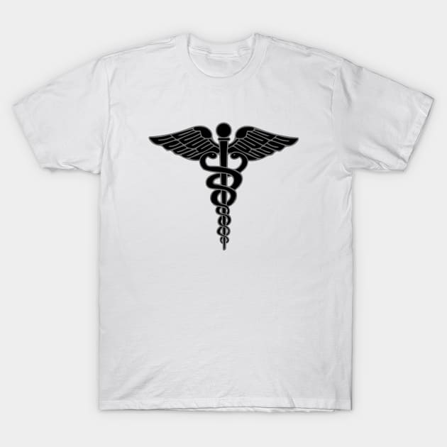 Caduceus Symbol of Medicine Black T-Shirt by tandre